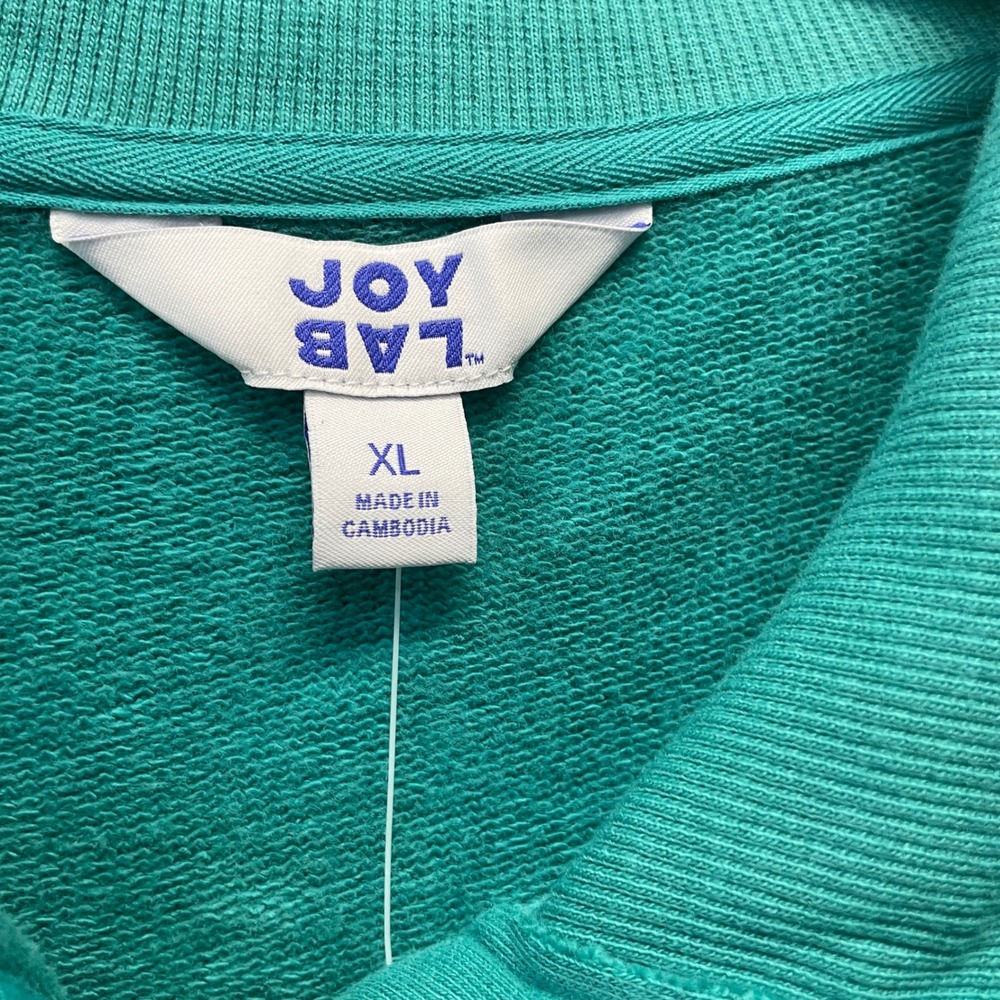 JoyLab Women's Teal Snap Button Collared Henly French Terry Sweatshirt Size XL - Picture 5 of 6